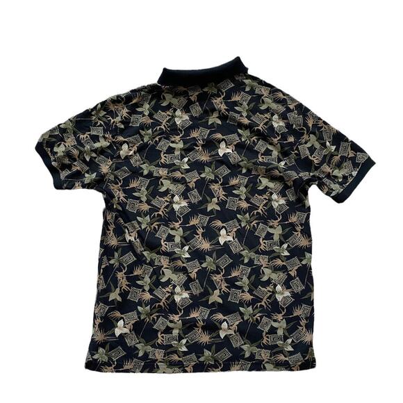 Vintage OP Ocean Pacific Black Hawaiian Polo Shirt Large - Picture 2 of 6